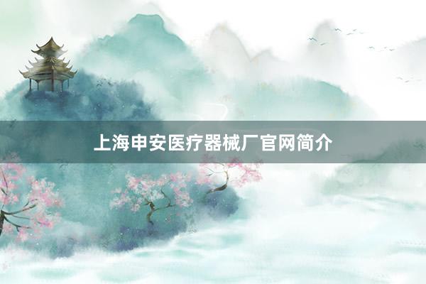 上海申安医疗器械厂官网简介